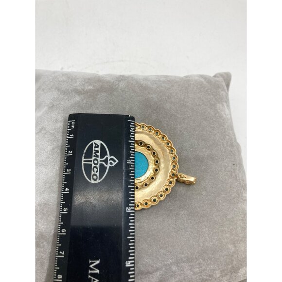 Ross-Simons Sterling Silver Vermeil Pendant With Blue Center and Blue Topaz - Picture 3 of 6